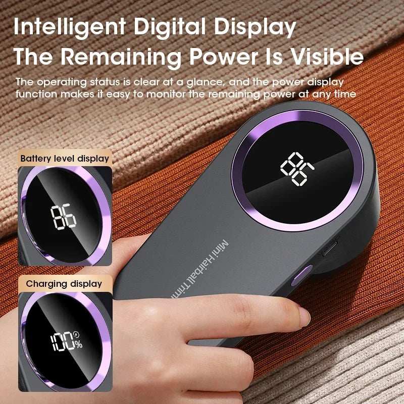 Portable Rechargeble Lint Remover and Hairball Trimmer with LED Display