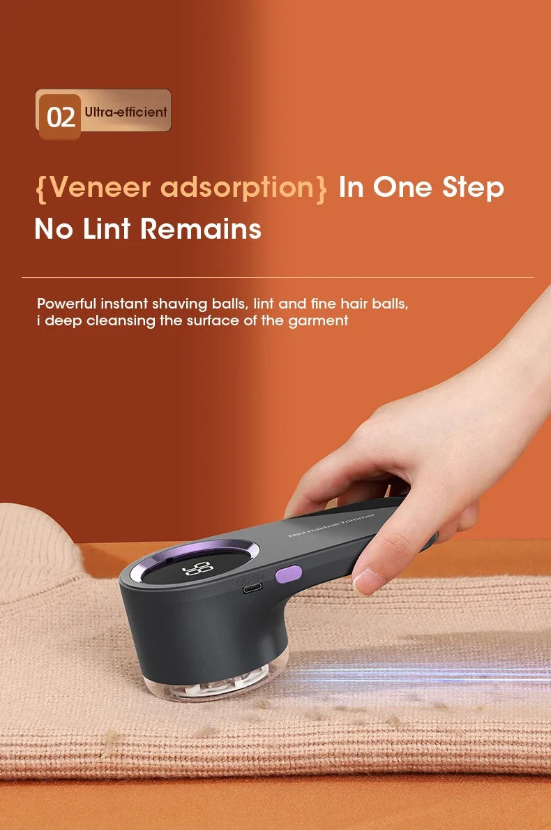 Portable Rechargeble Lint Remover and Hairball Trimmer with LED Display